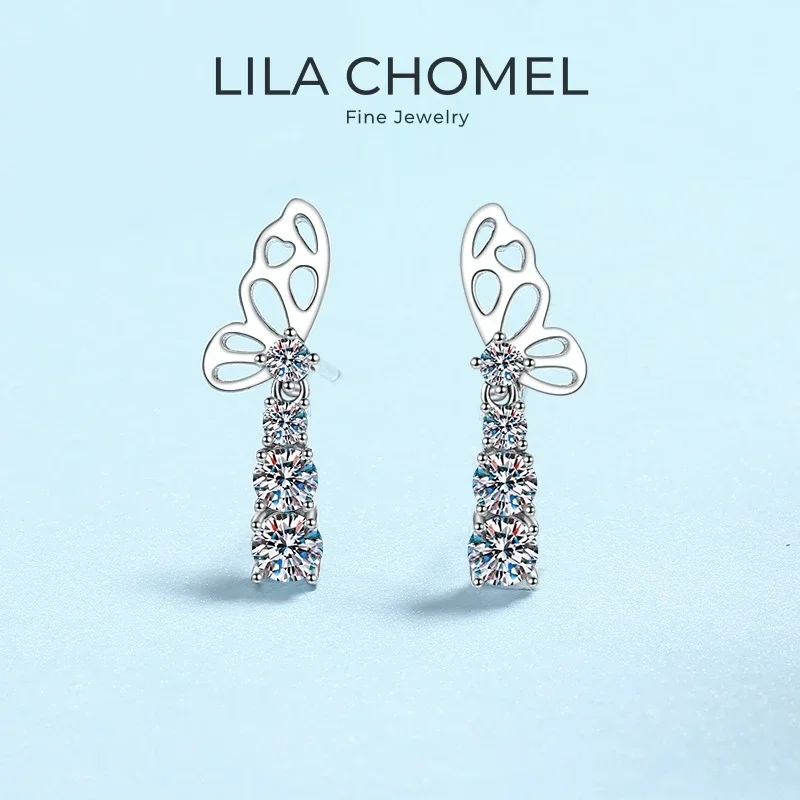 

Girl Friend Birthday Gift 18K White Gold Butterfly Style 1.24CT Moissanite Diamond Women Valentine's Day PT950 Platinum Earrings