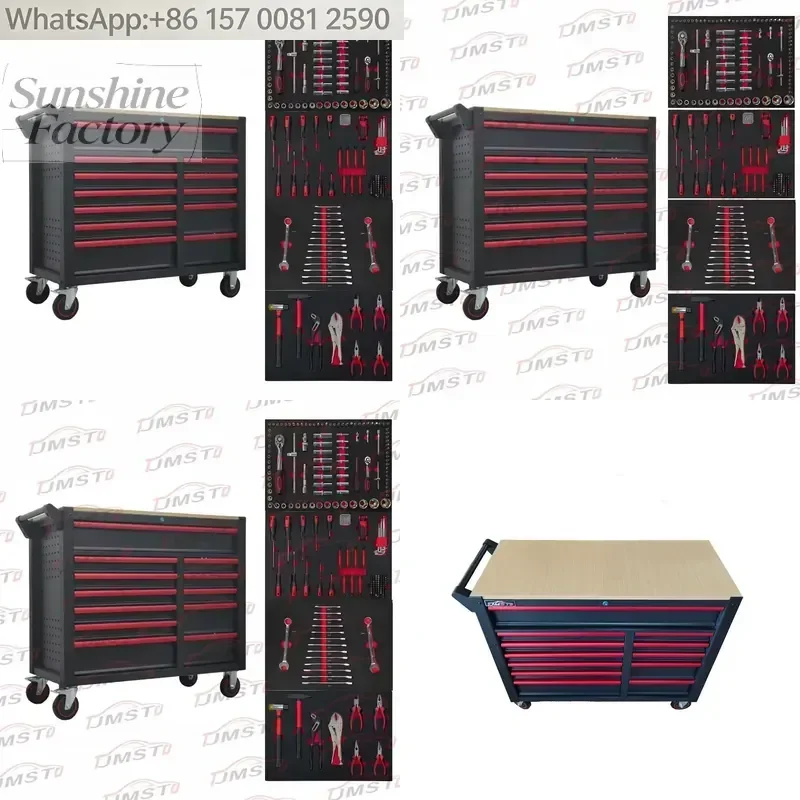 CE 2026 Chinese New Year Promotion Heavy-Duty Steel Garage Cabinet 290 Pcs Hardware Tool Sets OEM Anti-Theft Modular for