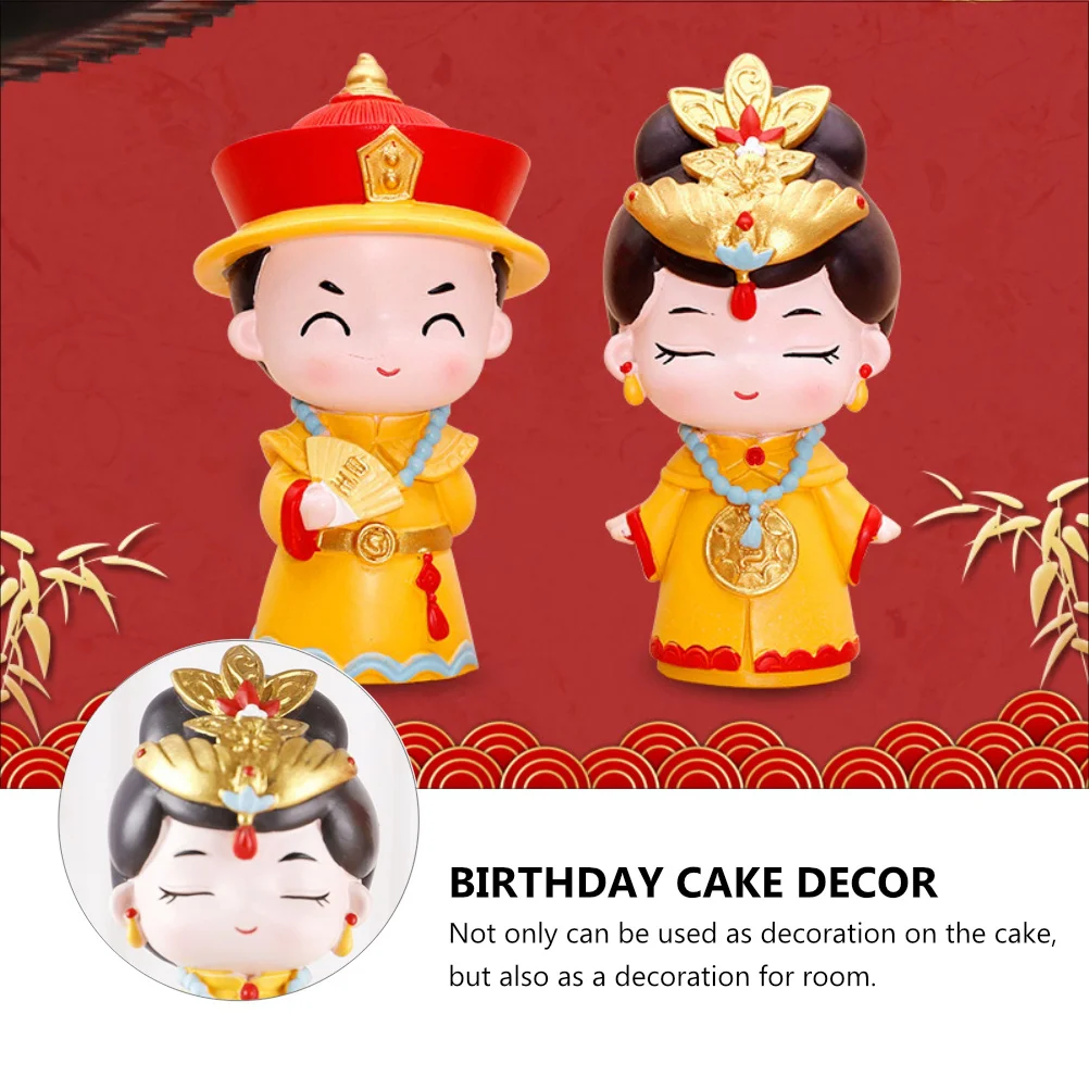 

2Pcs Chinese Court Style Resin Cake Ornament Figurines Party Desktop Decoration Birthday Cake Crafts Home Ornament