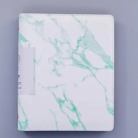 A5 20 hole Leather Clip Multilayer File Folder Binder Marble Pattern Student Paper Board Folder Office Storage Clip for School