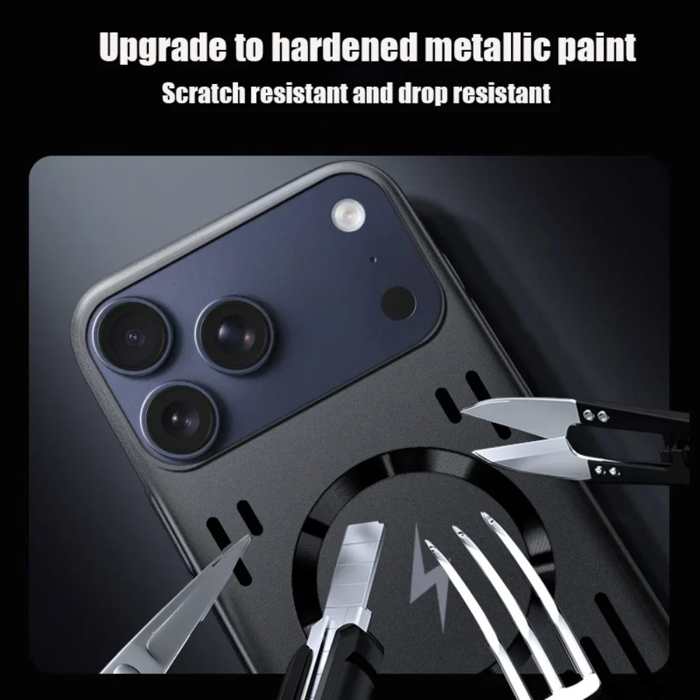 Hard Metal Heat Dissipation Magnetic Phone Case for IPhone 17 Air 16 15 14 13 12 Pro Max for Magsafe Wireless Charging Cover - view 5