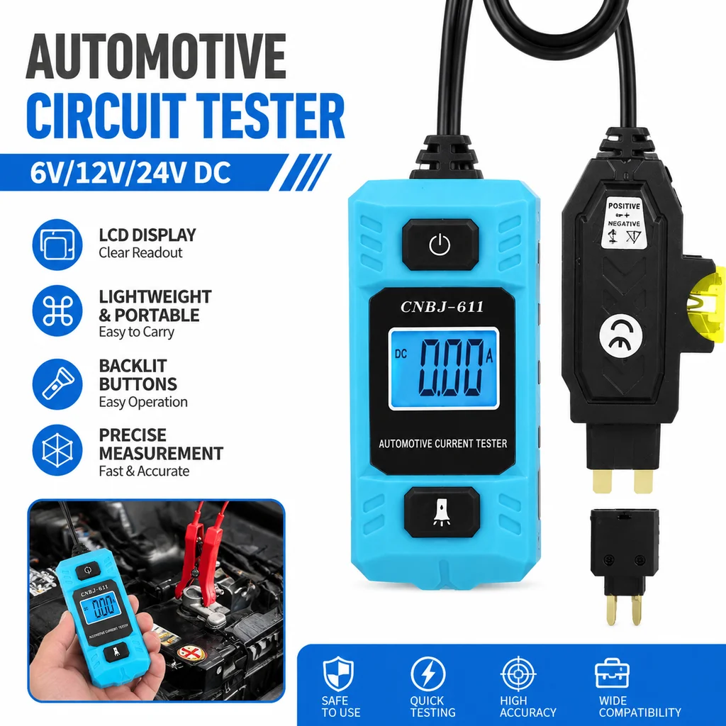Automotive Fuse Current Tester LCD Display Car Leakage Analyzer Fault Tester Car Repair Tool Auto Fuse Current Testing Tool