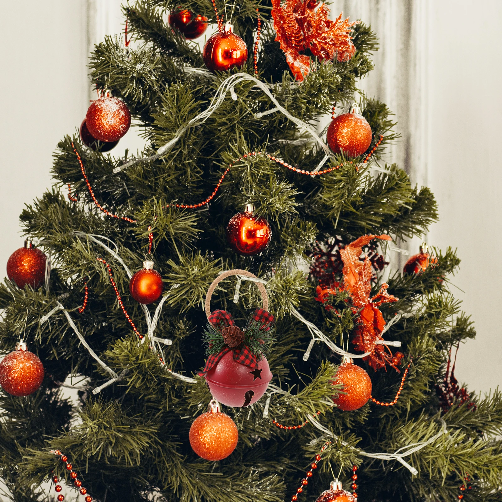 

1pc Retro Decoration Vintage Red Xmas Tree Hanging Pendant Ornament Linen Iron Material Festival Party Wedding Decor