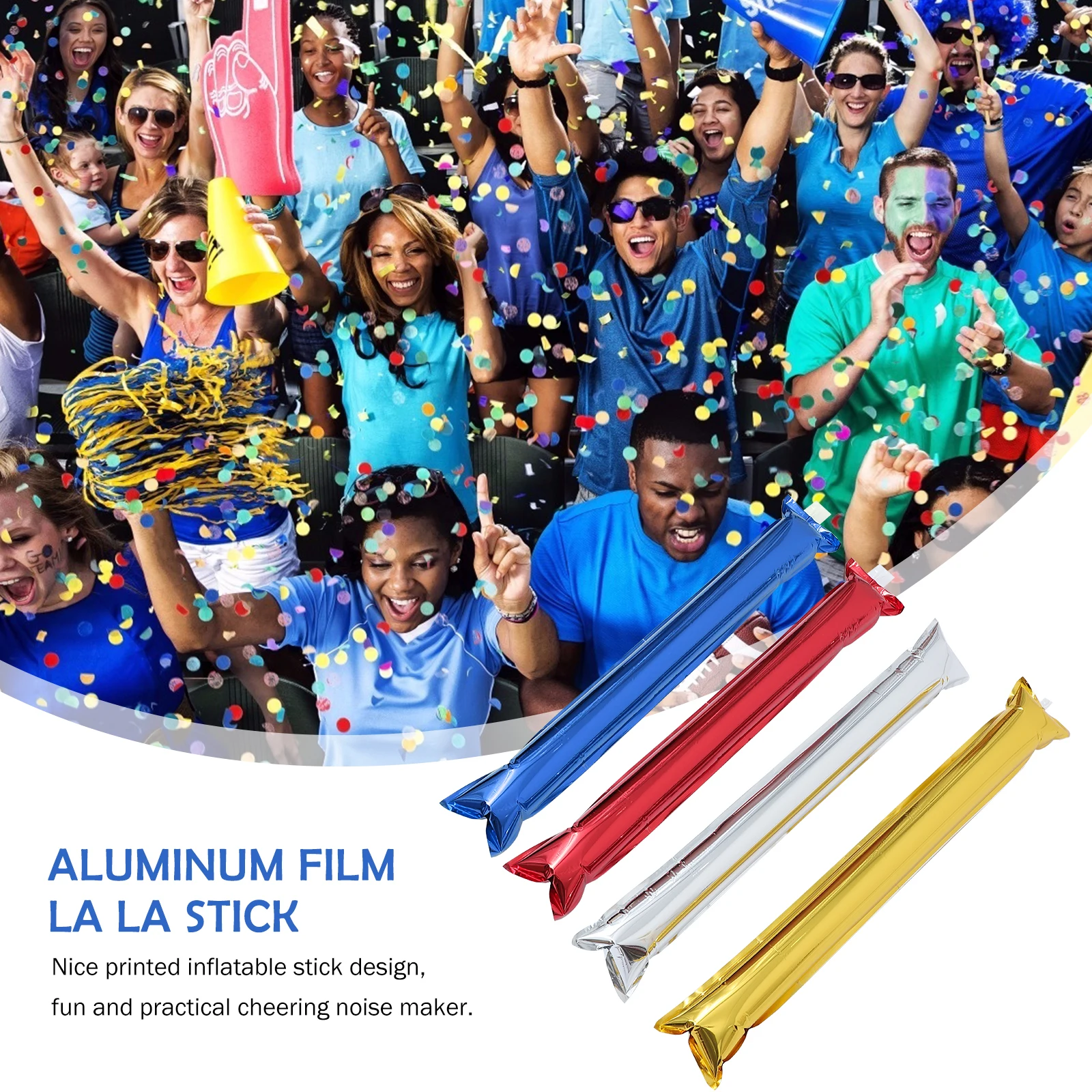 

24pcs Inflatable Cheering Sticks Printed Party Boom Wand For Concert Sports Racing Competition Eco-Friendly Long