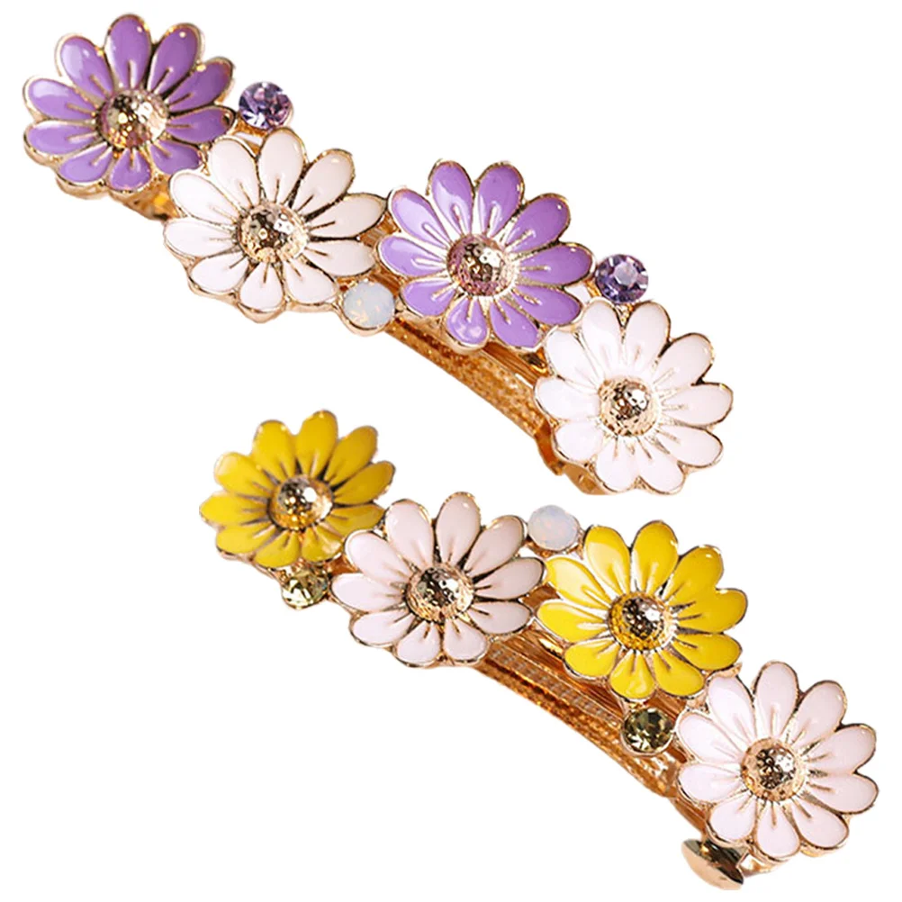 2 قطعة مقاطع الشعر الملونة زهرة تصميم المرأة دبابيس الشعر بسيطة رائعة لحفل الزفاف عيد ميلاد المواعدة حفلة موسيقية اكسسوارات الديكور