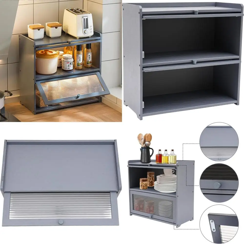 

Кухонный шкаф-комори с акриловой дверью и угловой полкой для хранения хлеба и специй