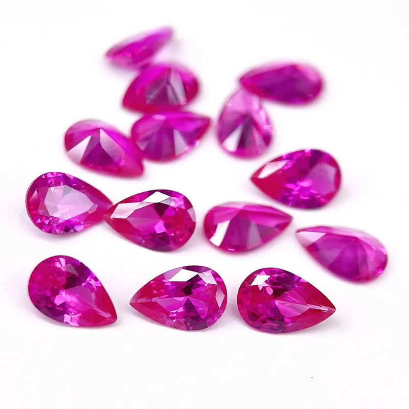 Pretty Pear Cut Pink Ruby Fluorescent Ruby Tested by UV Light for Jewelry Making and Collecting DIY Gem Beads Decorative Crafts