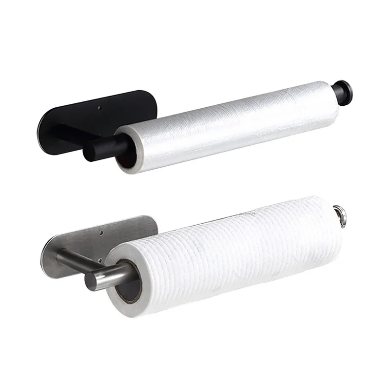 New 30cm Large Paper Towel Holder Under Cabinet Self Adhesive Kitchen Countertop Wall Mount Paper Towel Holders with Screws