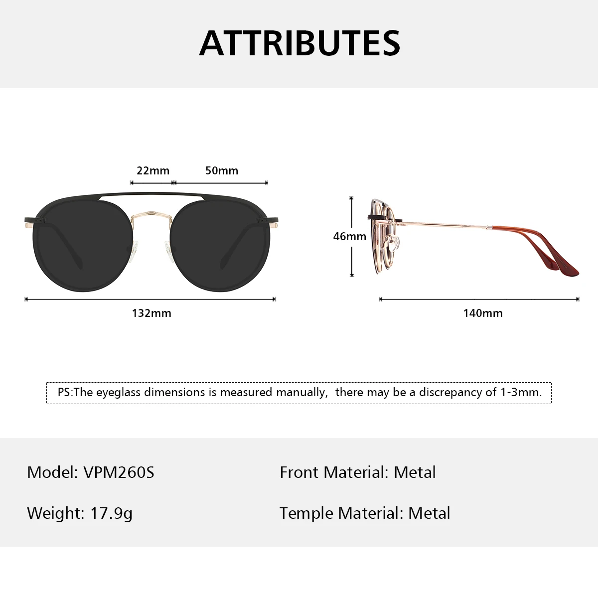 Stylish Men And Women Spectacle Metal Round Medium Size Glasses Frames With Polarized Magnetic Clip On For Prescription Lenses