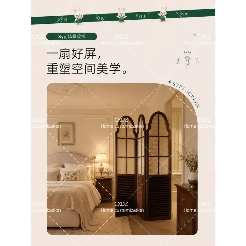 French Medieval Style Movable Folding Screen Partition for Living Room Bedroom Advanced Sense Shielding 2026 New Baffle