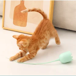 Pet electric tease cat stick intelligent magic tail cat toy silicone tail bite-resistant automatic self-hiking rotating ball