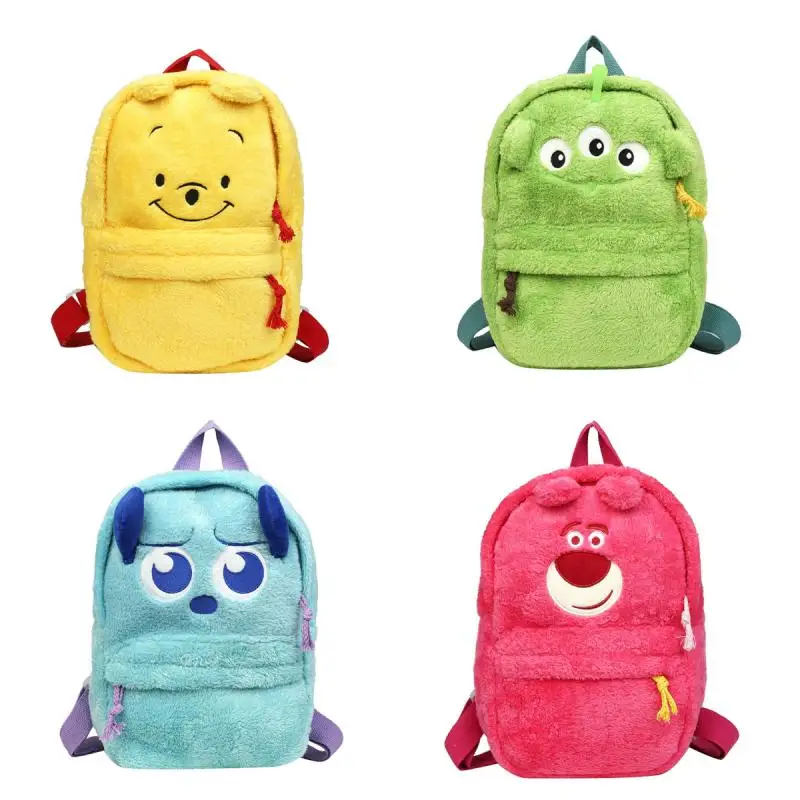 Disney Toy Story Lotso Strawberry Bear Alien Cartoon Plush Toy Large Capacity Backpack Shoulder Bag Cute Travel Bag Girls Gift