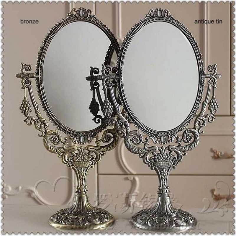 

Europ Antique 8inch Oval Large Double Faces Tabletop Makeup Mirror Decorative Mirrors Miroirs Décoratifs J006