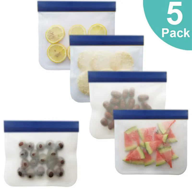 Reusable Food Storage Bag Silicone Fruit Vegetable Freezer Bag Leakproof Zip Lock Bags Kitchen Organizer Fresh-keeping Bag