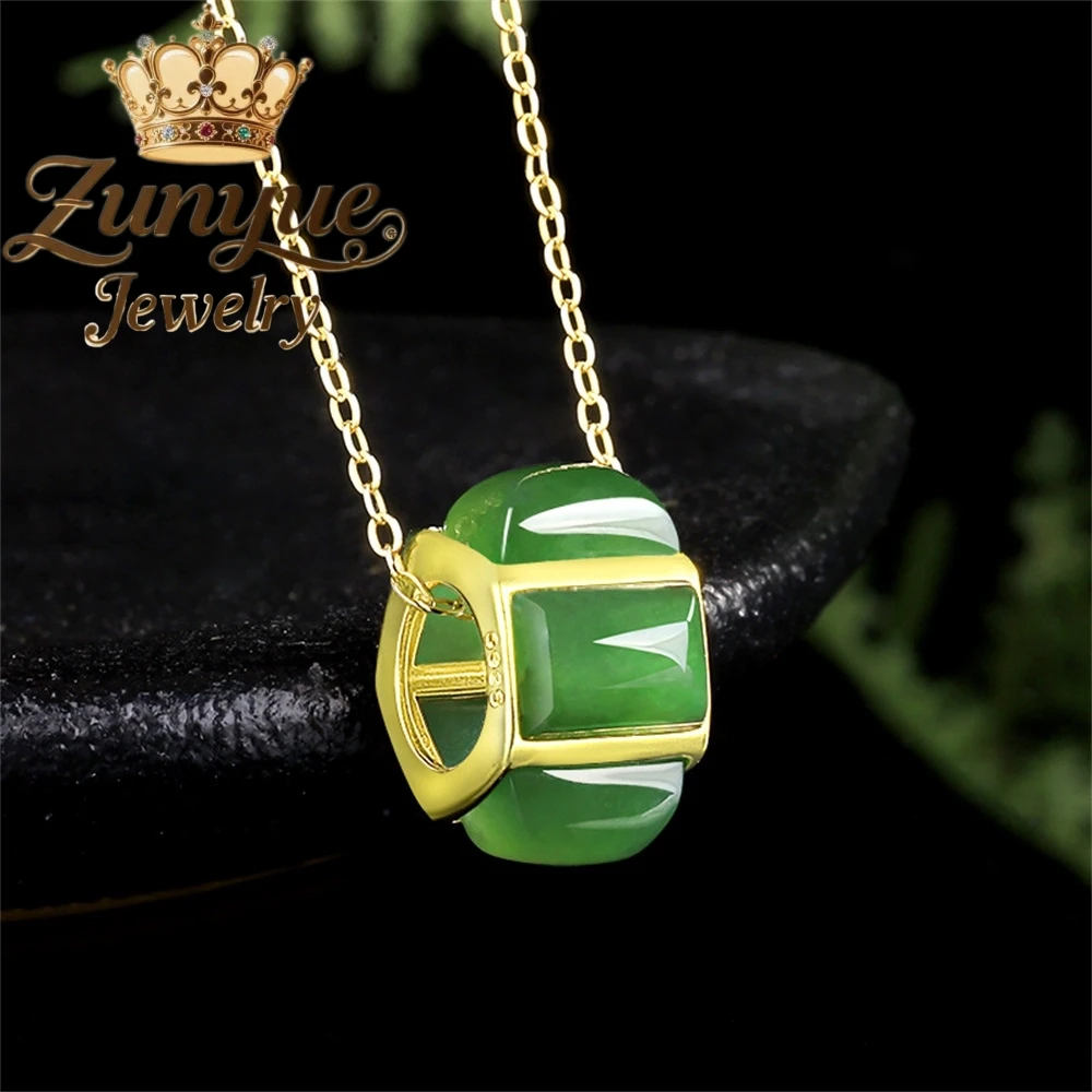 

Genuine Natural Hetian Jade Jade Pendant S925 Set With Fashionable And High-End Exquisite Women's Jade Pendant Jewelry