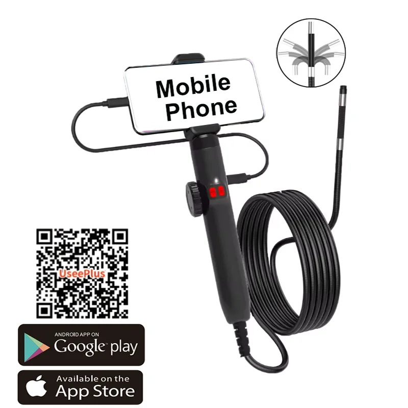 Two-Way 360 ° Rotating Borescope, 1080P Camera, endoscope with Light, 6mm Waterproof Probe, Endoscope with Android/iOS Phone
