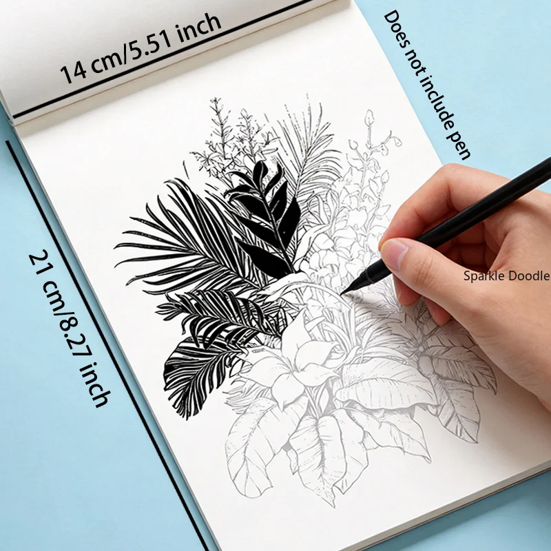 An Adult Anxiety Relieving Coloring Picture Book Black and White Line Drawing, Flower/bird/mandala and Other Themes, 24 Patterns