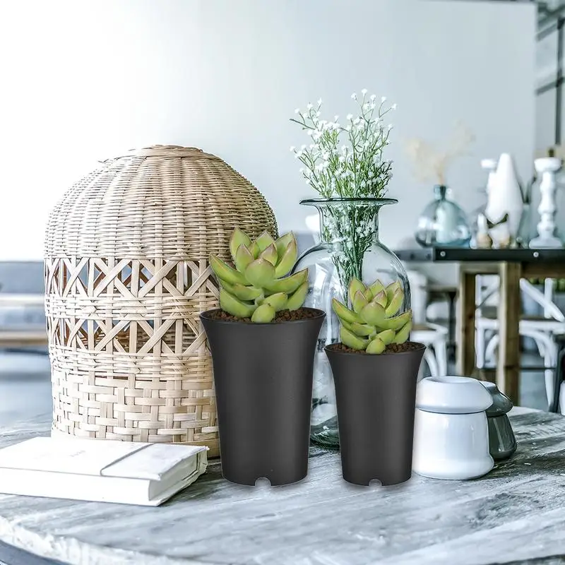 5pcs Succulent Plant Flower Nursery Pot Plastic Planter Holder Thicken Round Seed Storage Pot Container Home Garden Decor