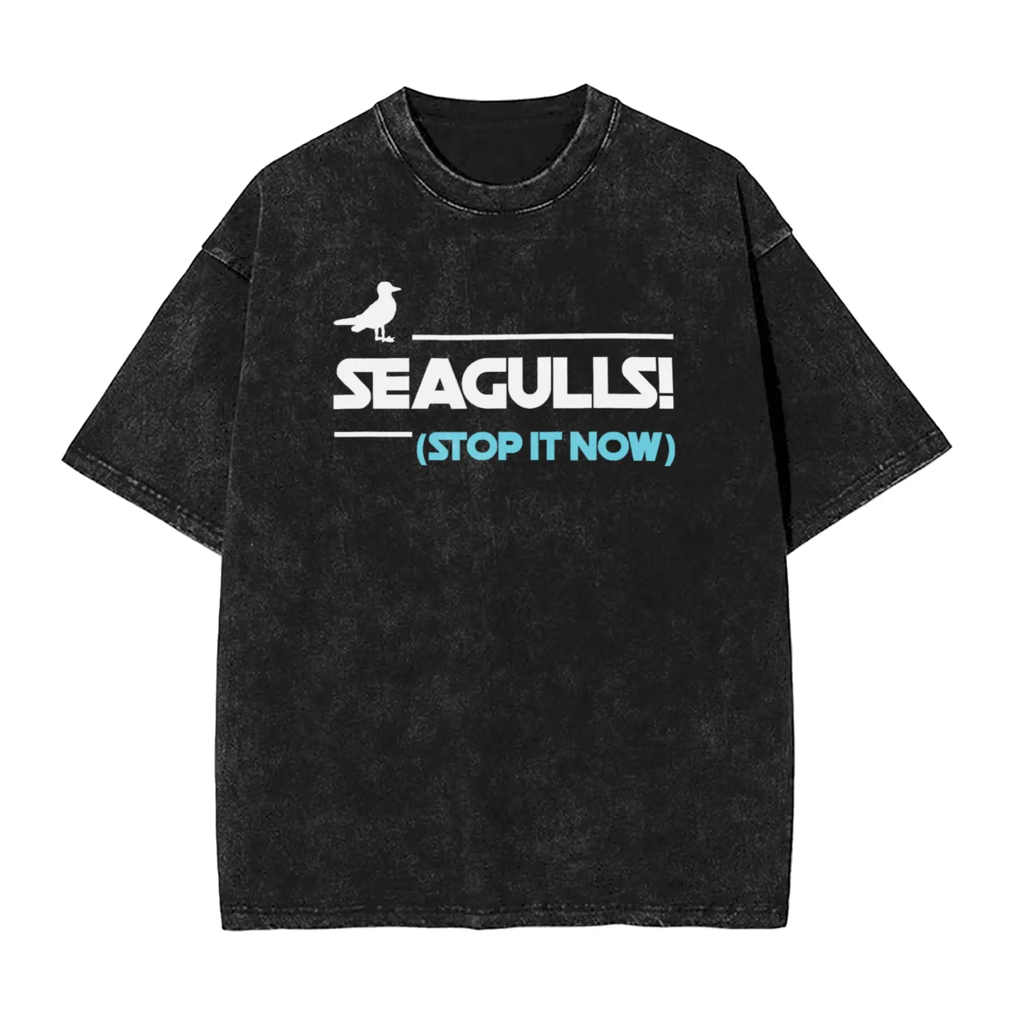 Seagulls Stop it now  T Shirt Hip Hop Washed Short Sleeve Oversize T-Shirt  Retro Men Women Streetwear Summer Tees