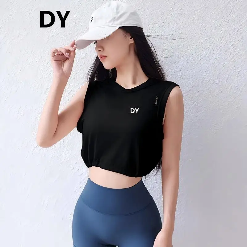Sports short top women's outerwear fitness yoga and pilates training suit, loose and slimming, running short top
