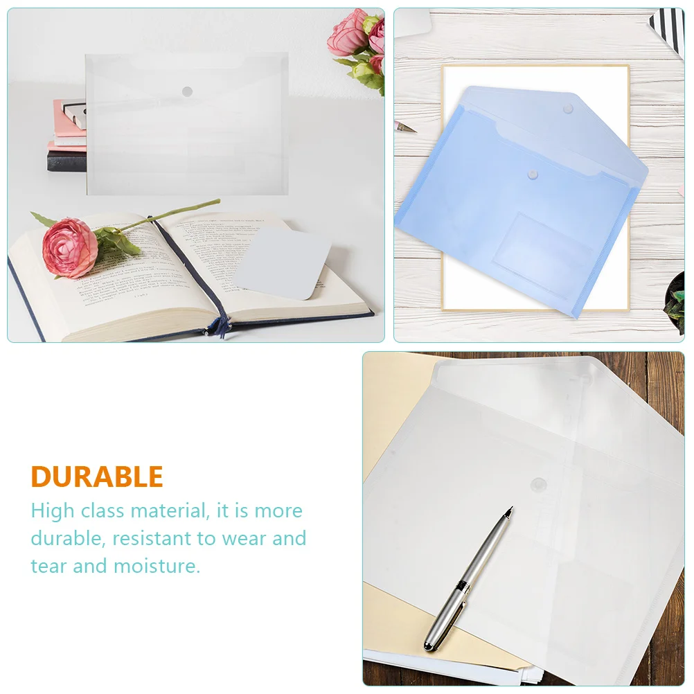 

6pcs A5 Folder Document Storage Bag PP Material Moisture Resistant Secure Clasp Business File Pouch Space for School