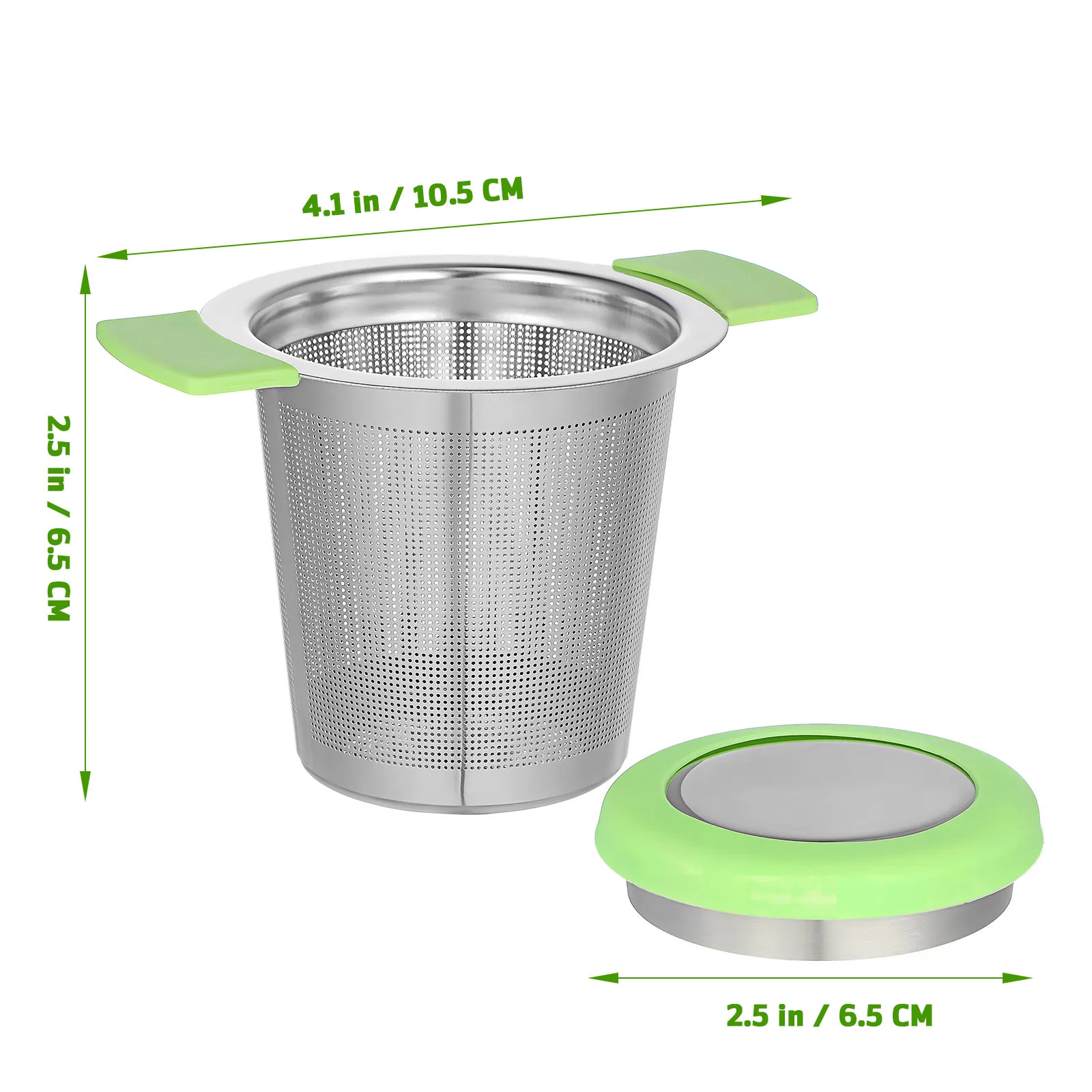 2Pcs Tea Infuser Mesh Strainers Stainless Steel Basket Double Handles Lidded Loose Tea Steeper Filter Teapot Filter Insert,
