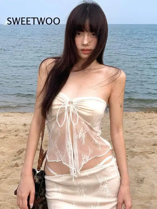 Women Sheer Mesh Lace Corset Top See Through Long Sleeve Bodysuit Sexy Streetwear Gothic Y2K Fashion Club Party Outfit Tops
