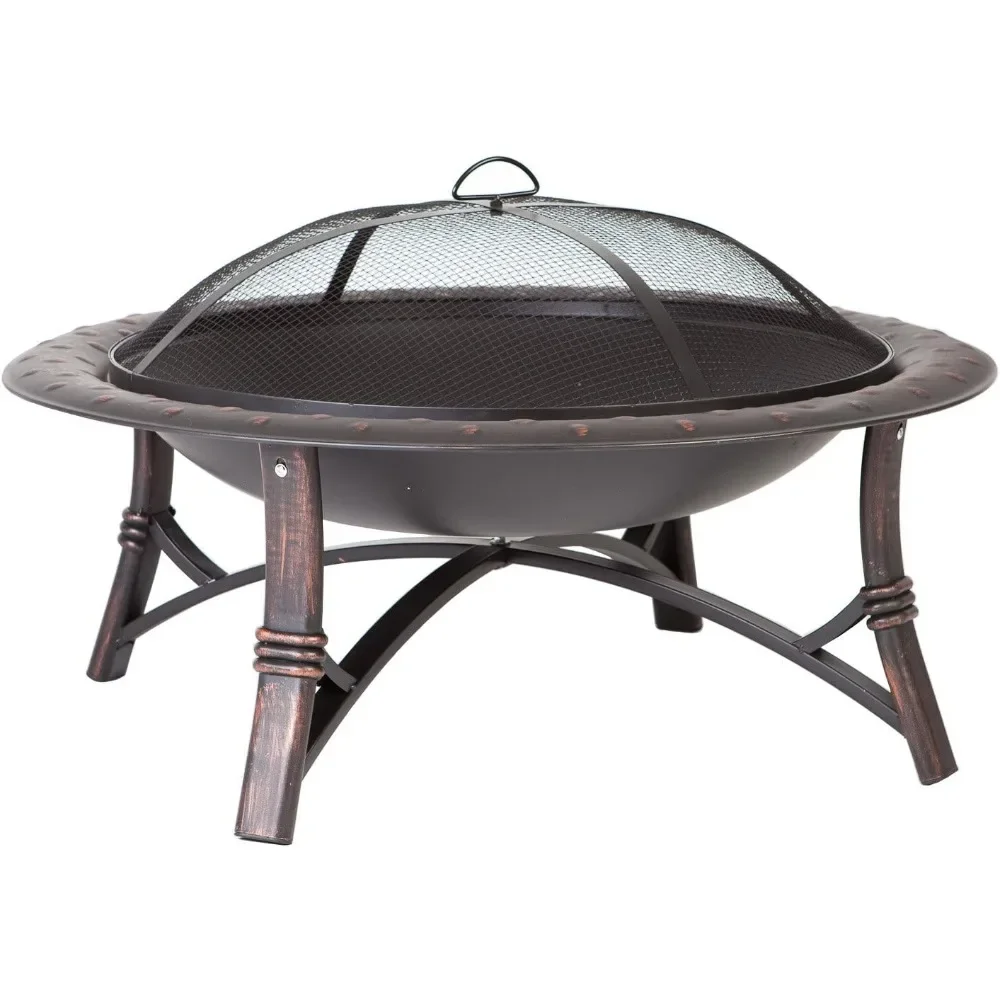 

Fire Pit, Steel Legs Wood Burning Lightweight Portable Patio Outdoor Firepit, Backyard Fireplace Included Screen Lift Tool