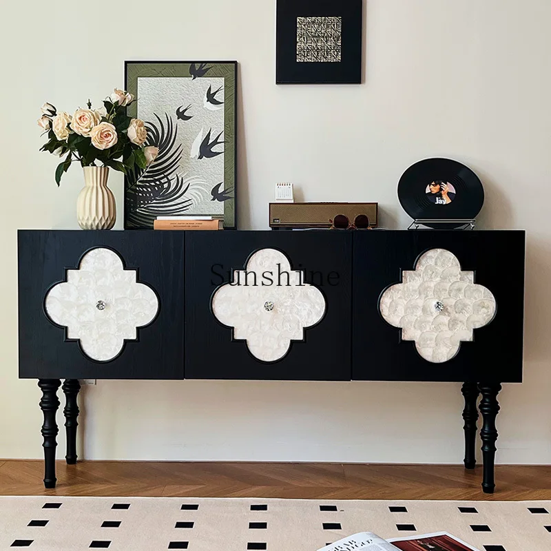 

American four-leaf clover creative side cabinet against the wall storage multi-functional solid wood storage cabinet