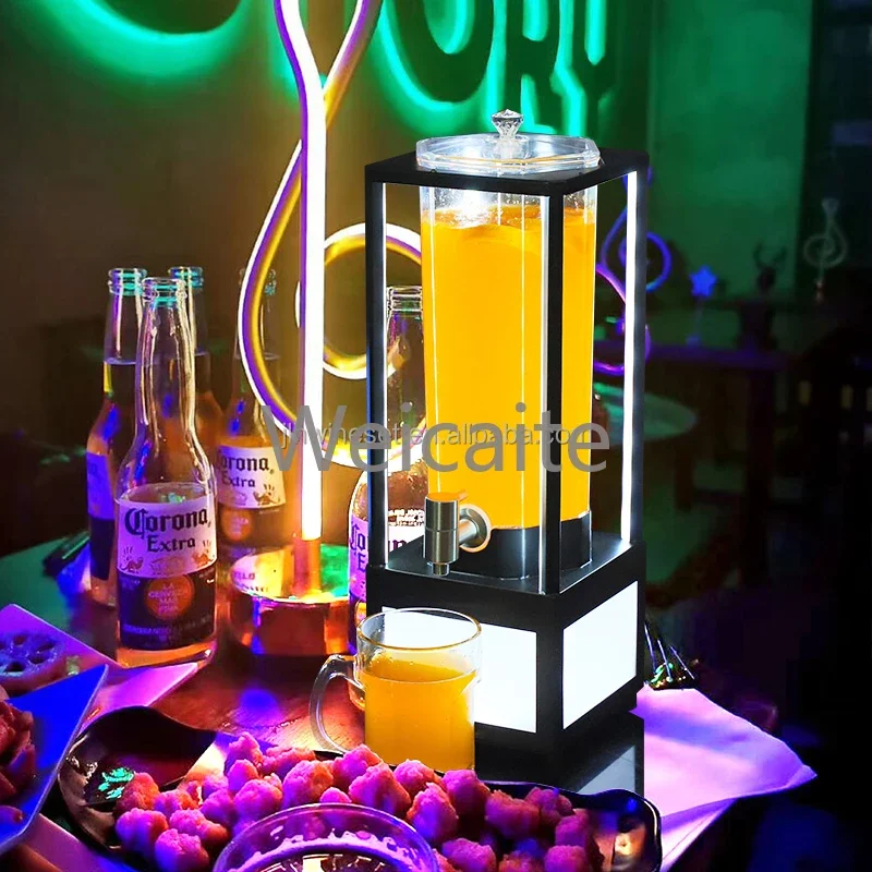 3L beer cooler Tower Draft Beer Juice Drink beverage Dispenser with LED Light Ice Tube and Stand