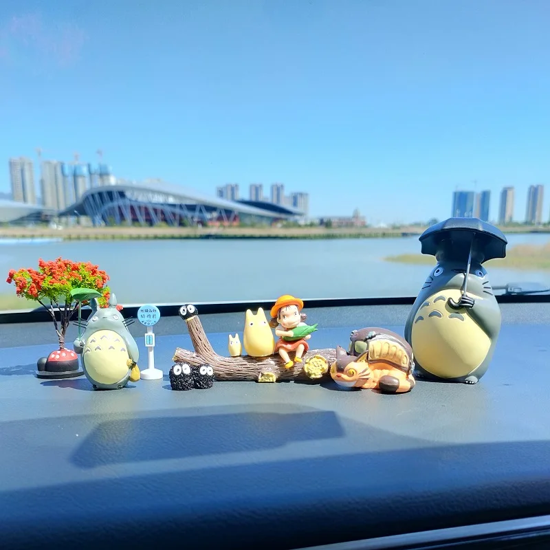 Conjunto de modelo de adornos de anime Miyazaki Hayao, mi vecino Totoro Xiaomei, hombre sin rostro, lindo modelo creativo, accesorios de coche,