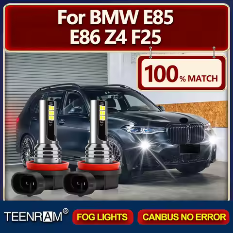 2PCS 60W Canbus H11 H8 H9 LED Fog Lights Bulbs 20000LM Car Lamps 6000K White Plug And Play 12V 24V For BMW E85 E86 Z4 F25