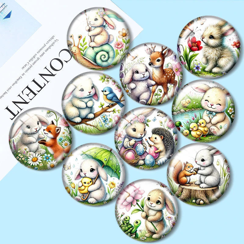 

Springtime Friends 12/18/20/25mm glass cabochon bracelet pendant rings for jewelry demo earrings back Making findings