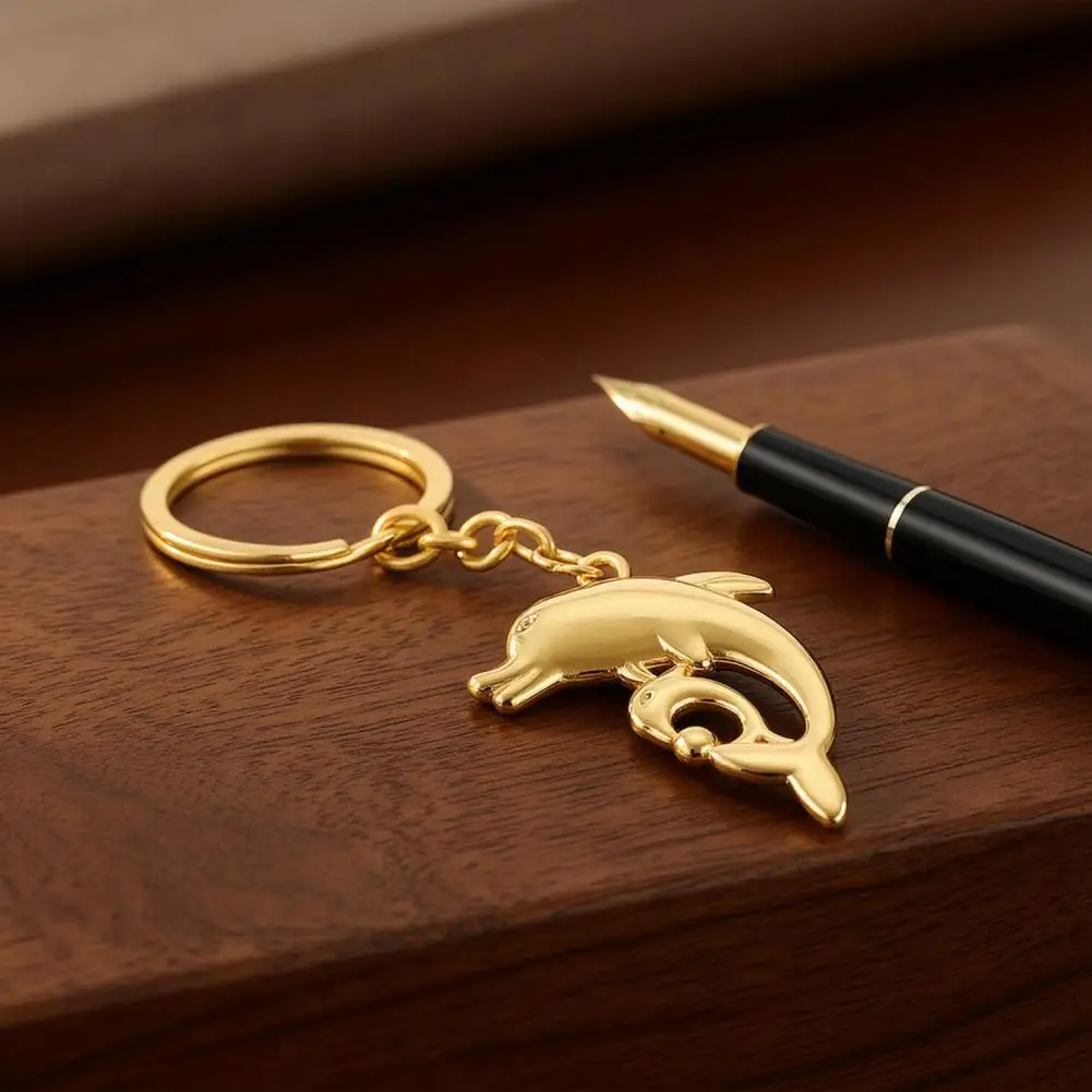 Metal Key Rings Alloy Double Dolphin Keychain Sea Car Key Ring Pendant Backpack Handbag Purse Charm Decoration Accessory Double
