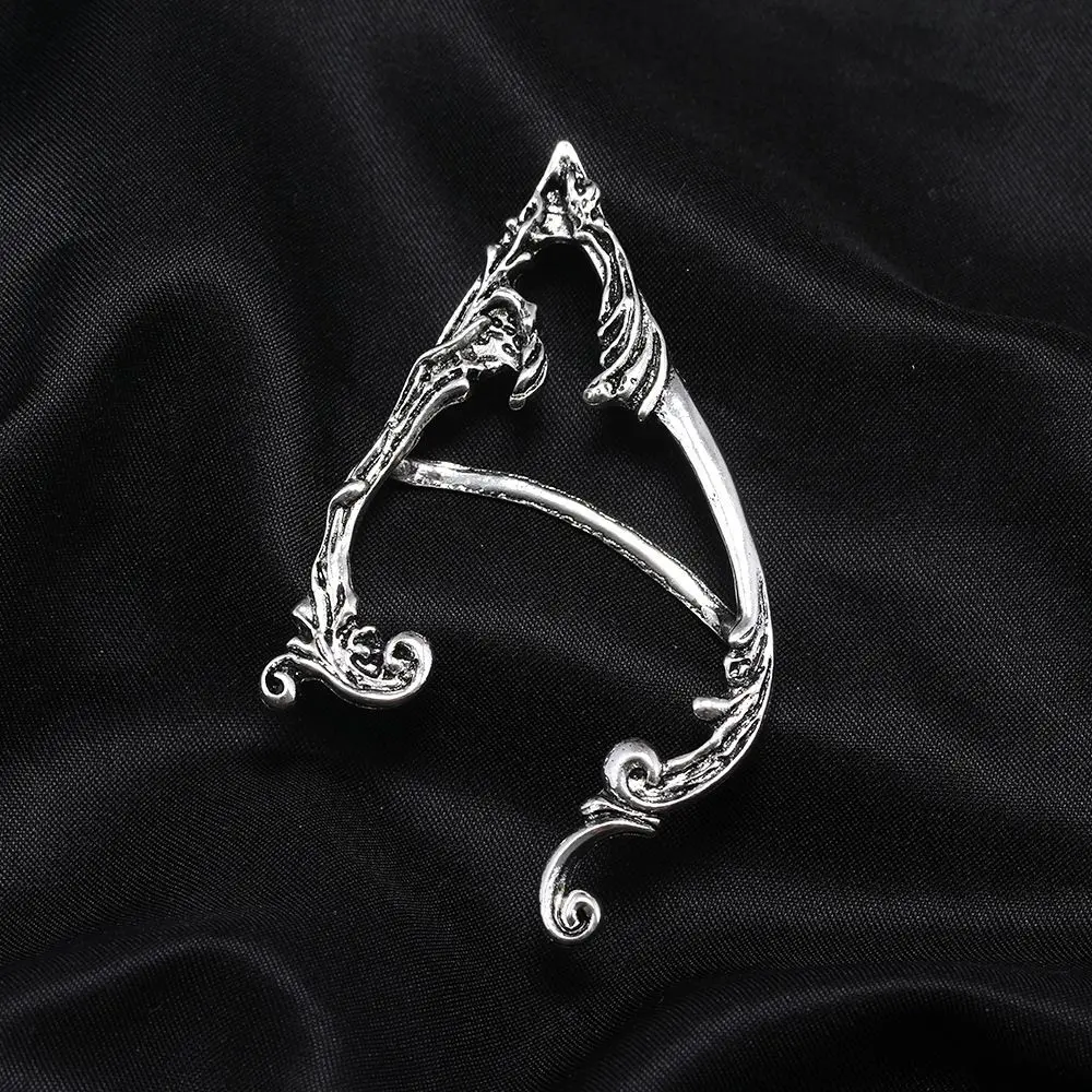 Retro Punk Fashion Design Lady Solid Color Alloy Women Earrings Pierced Earrings Korean Ear Bone Clip Gothic Elves Ear Cuff