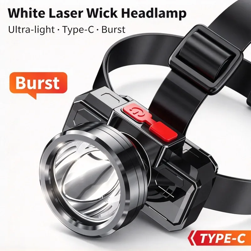 Headlamp Rechargeable Super Bright Long Shot Type C Fast Charging Outdoor Headlight Camping Night Fishing Lamp