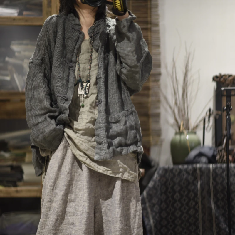 جودة عالية التصميم الأصلي المرأة سترة وبلوزات غير رسمية جديد 2025 الربيع خمر نمط الخامس الرقبة الصلبة الإناث سترات كاجوال #2