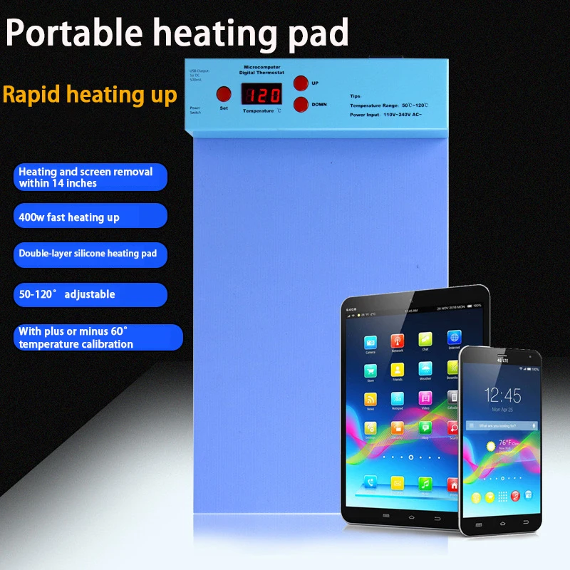 50~120°C LCD Screen Separator Blue Screen Splitter Heating Stage Separator Pad For iPhone iPad 14 inch Tool CPB Heating Pad