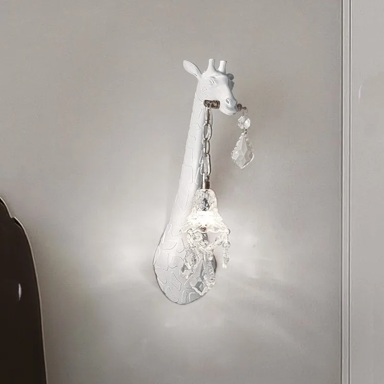 

Hars Wit Giraffe Wandlamp Led Glas Kristal Wandlamp Voor Sofa Hal Loft Eetkamer Blaker Licht Home Decor armaturen