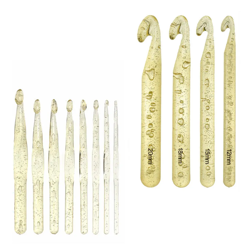 

12pcs Crystal Crochet Hooks Set Thickened Ergonomic Non-Slip Handles For Scarf Hat Gloves Sweater Diy Knitting Tools
