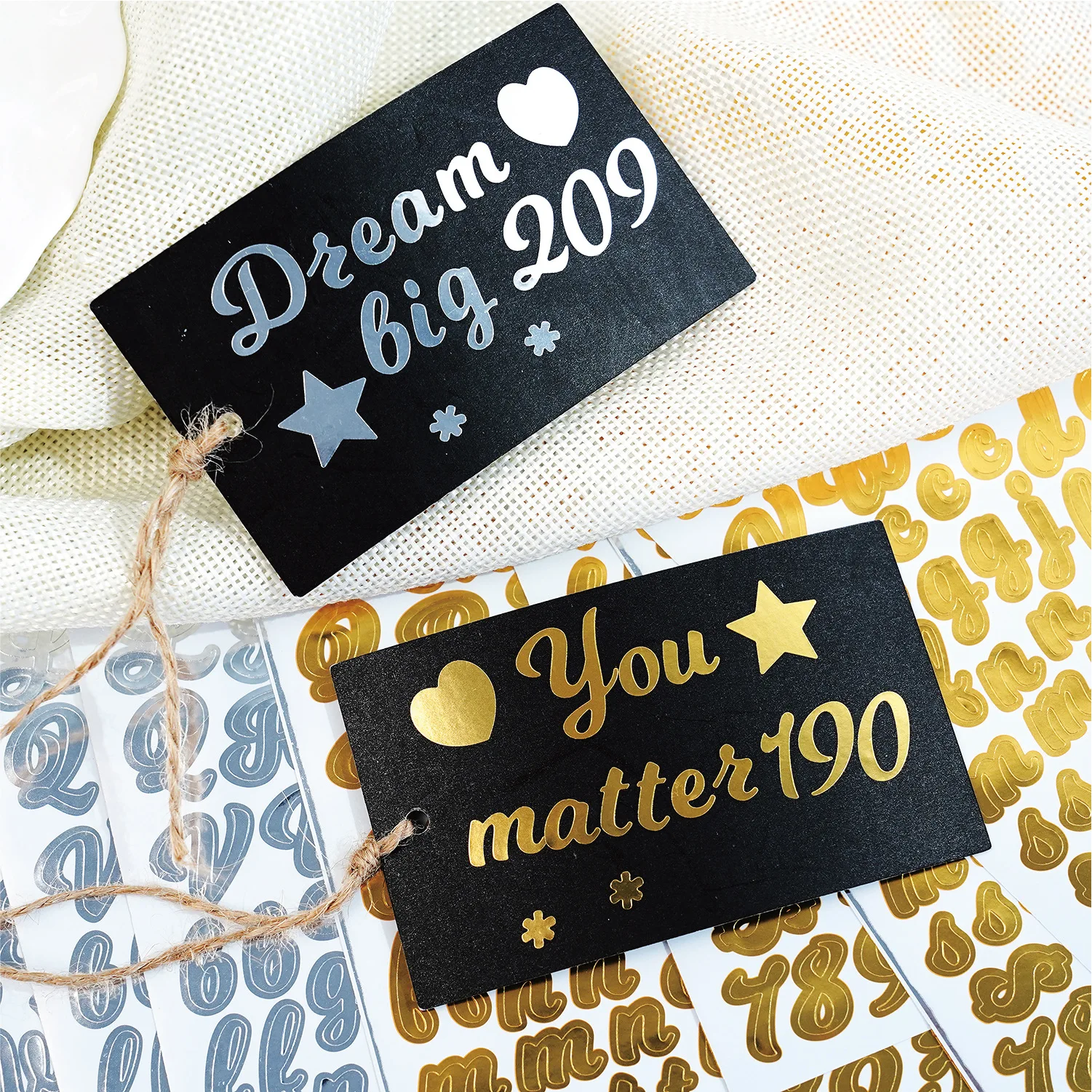 0.5 Inch Gold Silver Hand Lettered Letter Stickers Vinyl Waterproof for Stationery Craft Gift Box Pencil Case Decals