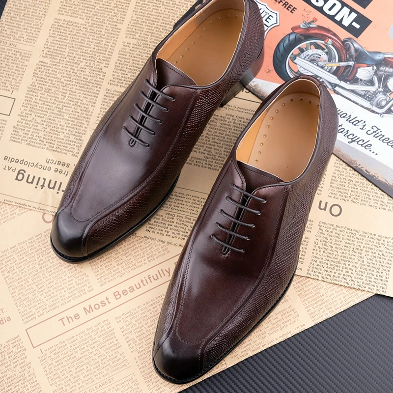 

Men's Dress Shoes Oxford Style For Office Business Party Lace Up Genuine Cowhide Leather Handmade Shoe Free Shipping Black Brown