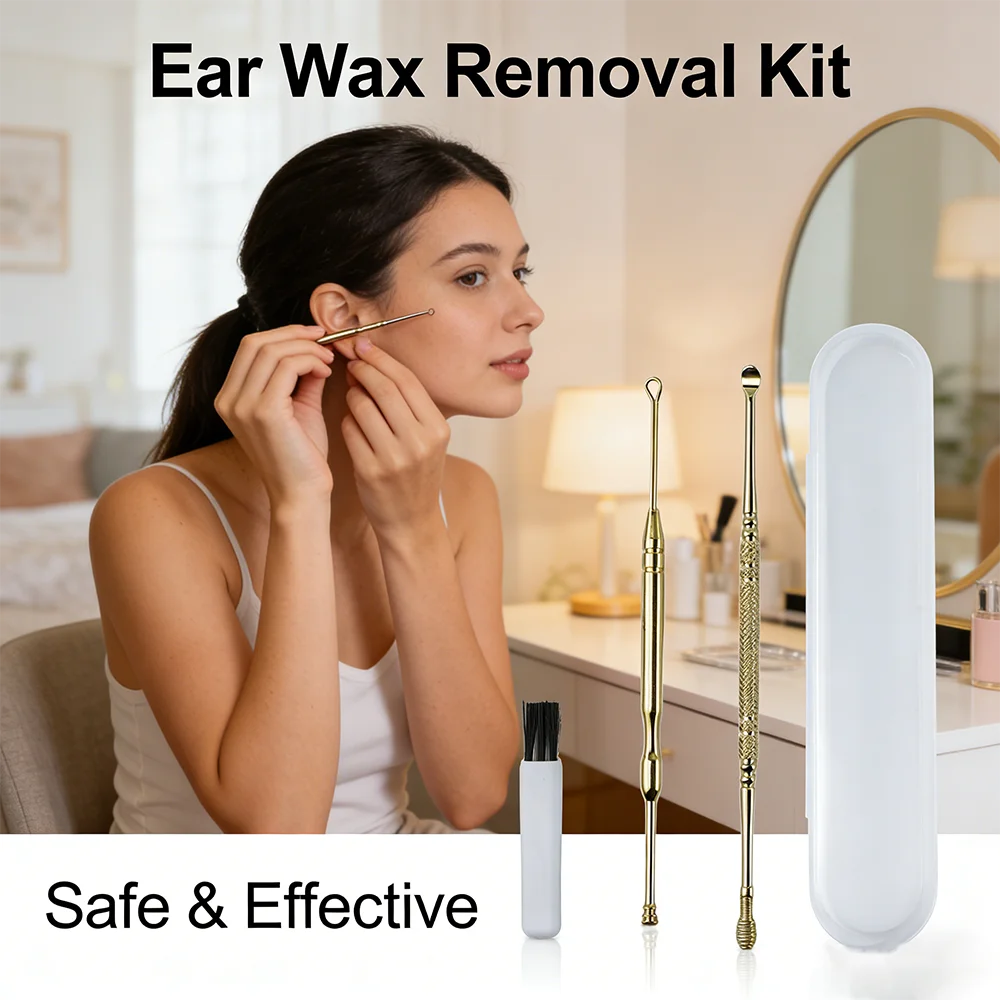 Reusable Ear Spoon Ear Cleaner Kit, Stainless Steel Ear Pick Tools for Adults Home Use Durable Ear Pick Tools