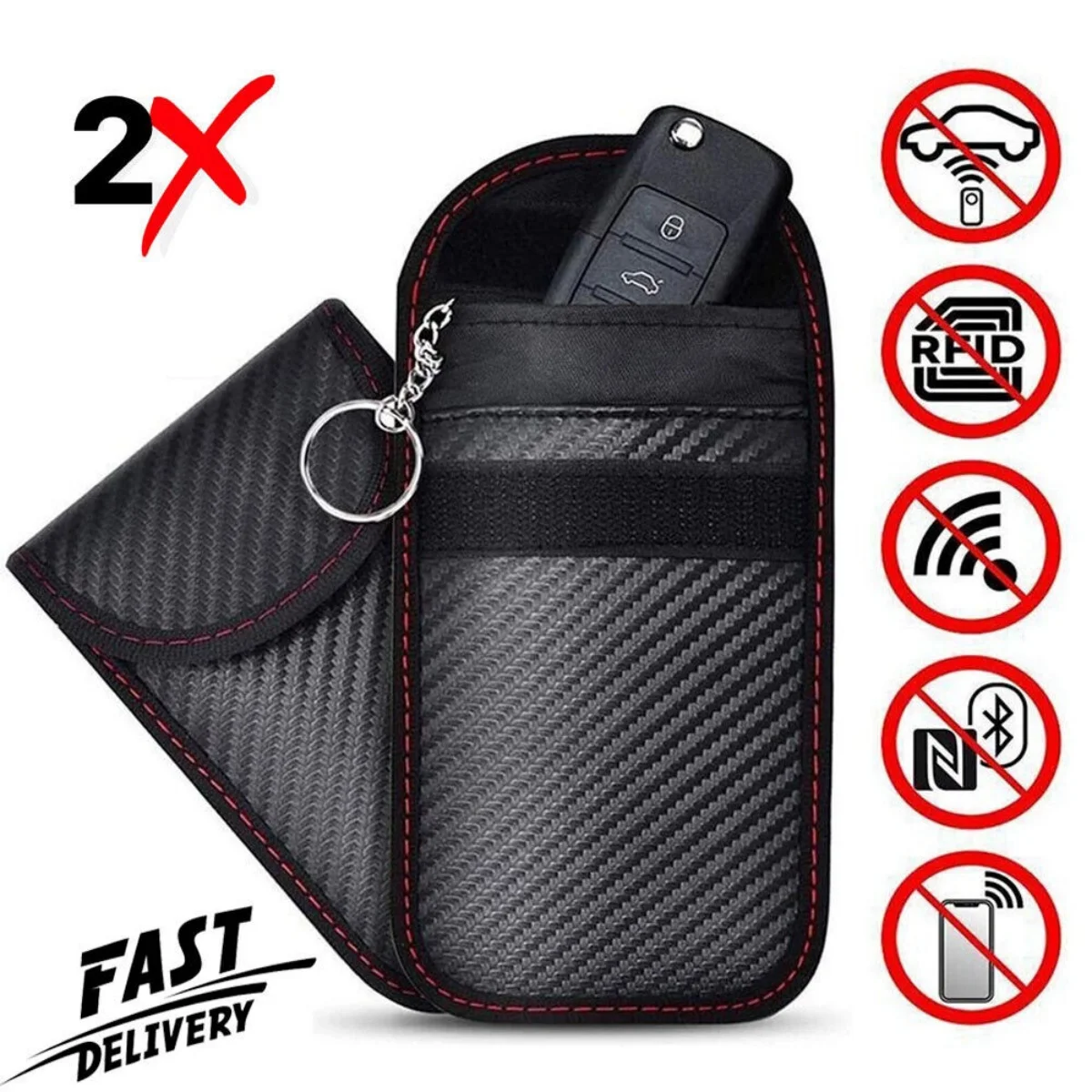 2 Pack Car Key Signal Blocker Case Faraday Cage Pouch Keyless RFID Blocking Bag