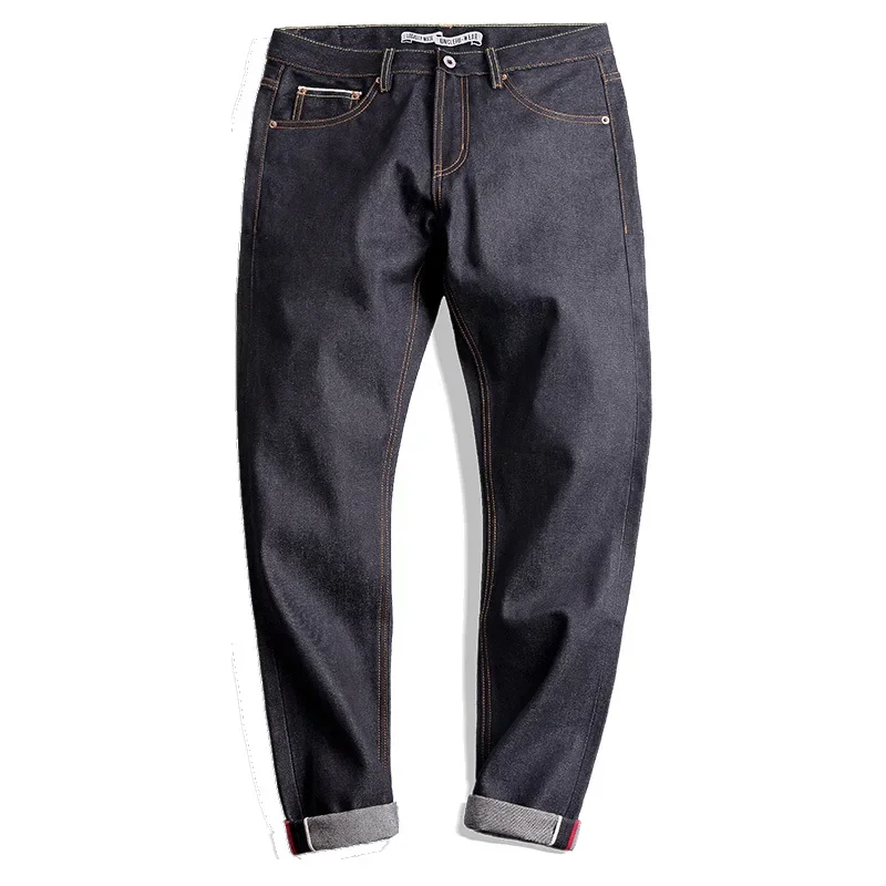 Maden Jean rétro pour homme 14.5OZ en denim brut lourd avec lisière rouge coupe droite ajustée taille mi-haute fermeture éclair YKK jeans bleu tailles 28-38