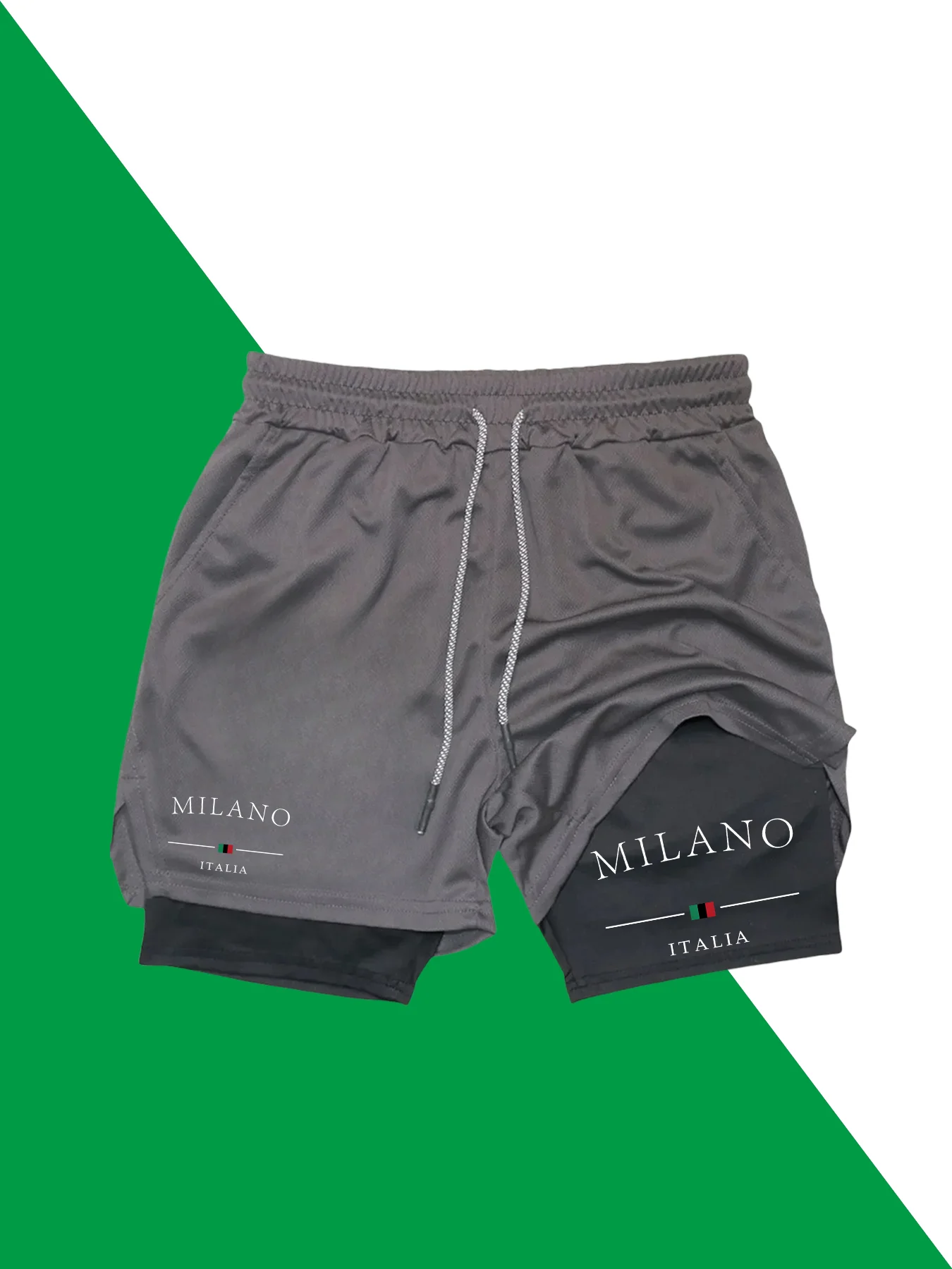

Mobile Phone Shorts Men 2-in-1 Running Compression Shorts Training Yoga Fitness Sportswear Exercise Shorts Belt Pocket