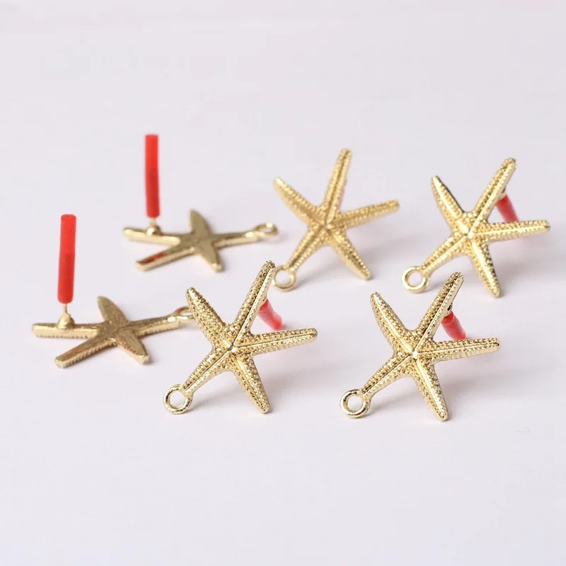 10pcs Starfish Earring Base Golden Color Star Earrings Connectors Stud Earring Settings DIY Earrings for Jewelry Making Findings