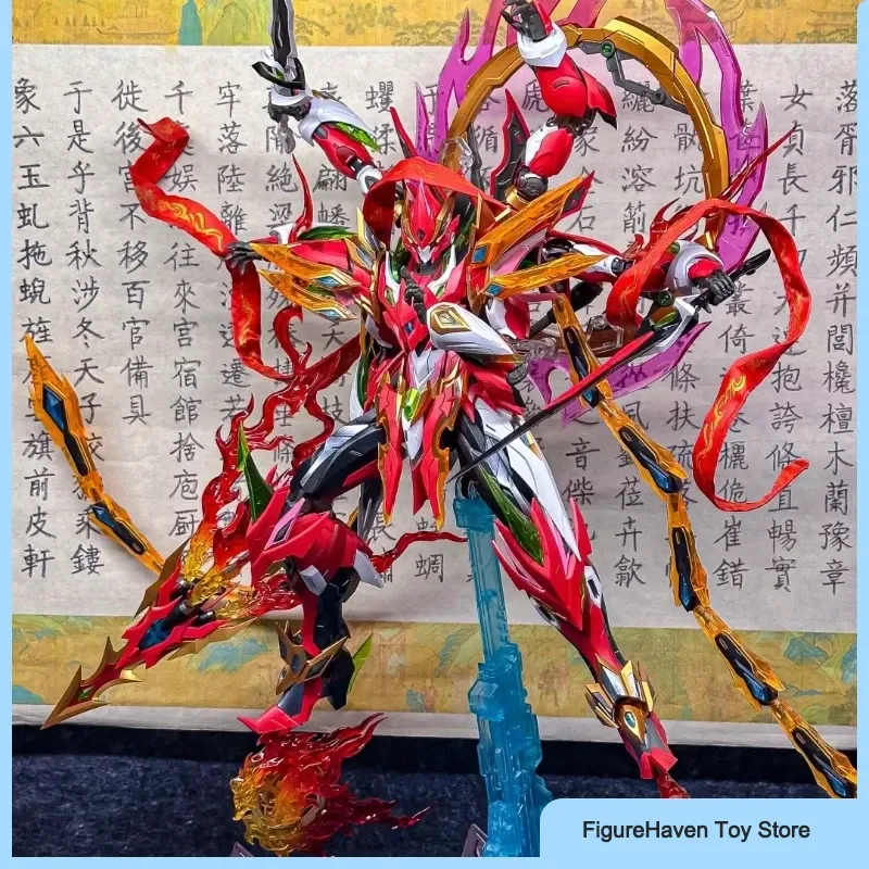 Motor nuclear nezha mecha de seis braços com base de lótus liga esqueleto montagem modelo kit figuras de ação brinquedo da moda menino presente ideal