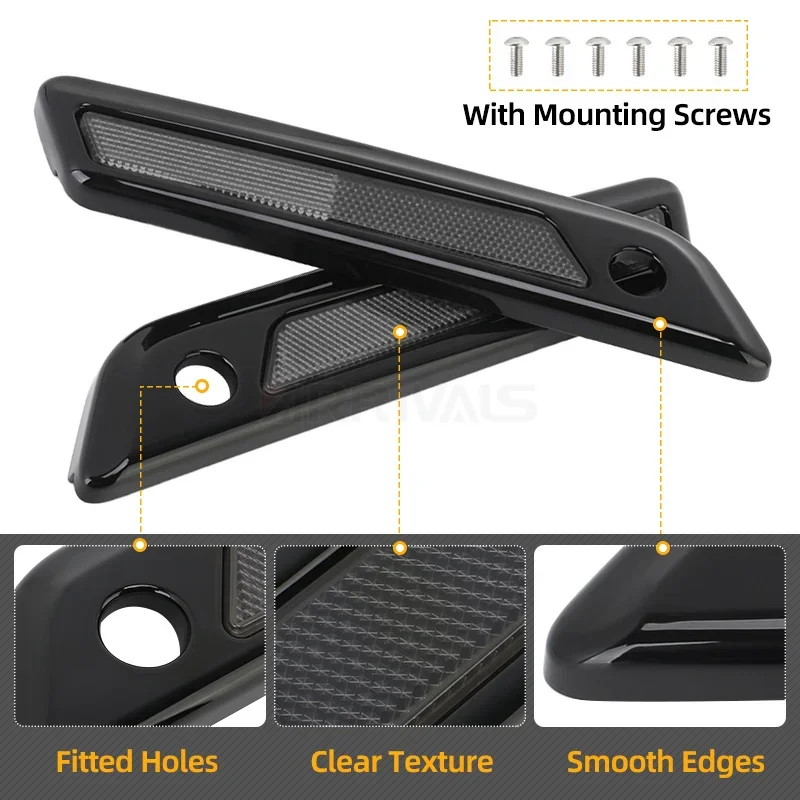 Czarna, twarda sakwa motocyklowa z osłoną zamka i odblaskami w kolorze dymionym do Harley Touring Road King Road Glide Street Glide 14+ — zdjęcie 5