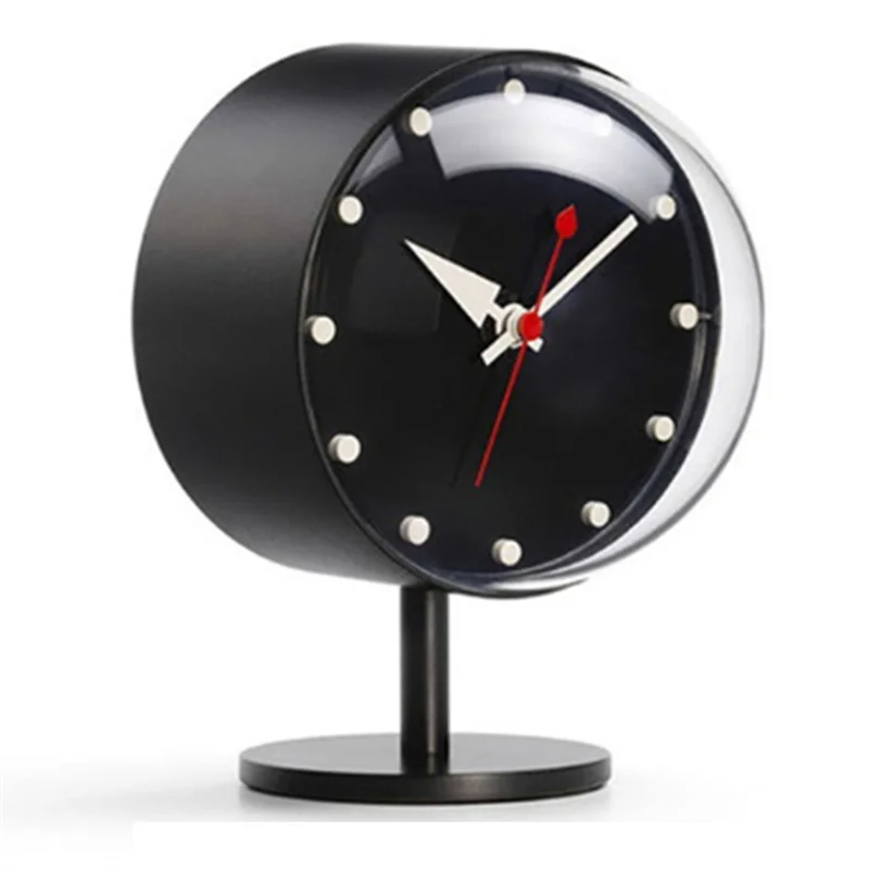

Table Clocks Retro For Decoration Creative Modern Design Brass Quartz Silent Desktop Clock Home Decor Reusable Durable (Black)
